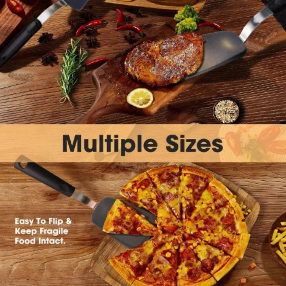 2 pc - Silicone-Stainless Steel Spatulas/ Turners - 600F Heat Resistant